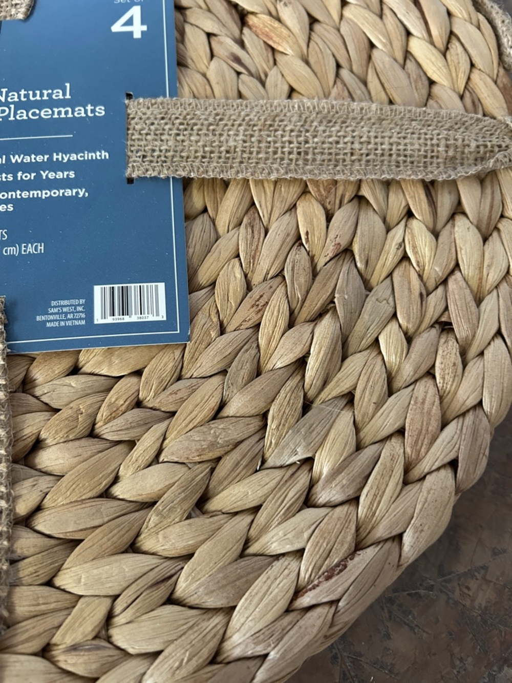 Handwoven Natural Water Hyacinth Placemats-Set of Four - Picture 3 of 9